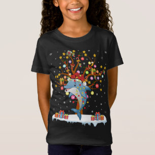 Camiseta Dolphin Lighting Xmas Tree Gift Dolphin no Natal