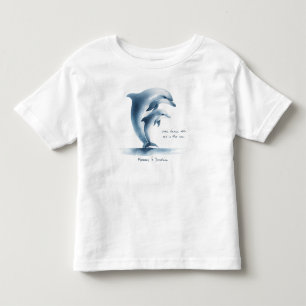 Camiseta Dolphin Mãe Baby Blue Watercolor Personalizado