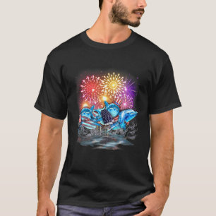 Camiseta Dolphin Patriotic American Flag Fireworks 4º Of J