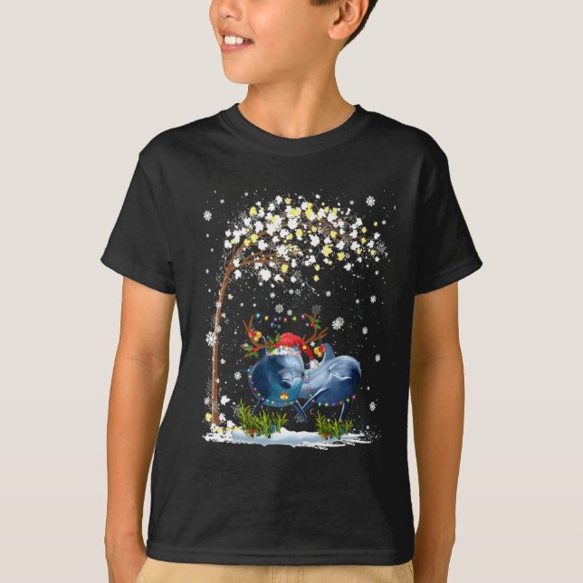 Camiseta Dolphin Reindeer Hate Papai noel Árvore De Natal E (Frente)