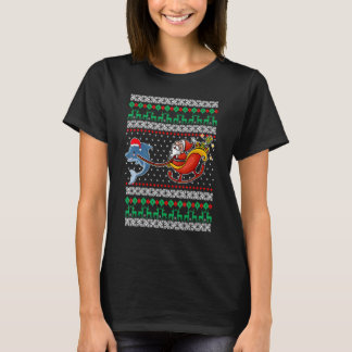 Camiseta Dolphin Reindeer Santa Claus UGLY Christmas Pajam