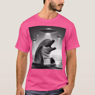 Camiseta Dolphin Ufo Racoon Selfie, Alienígena Engraçada, C