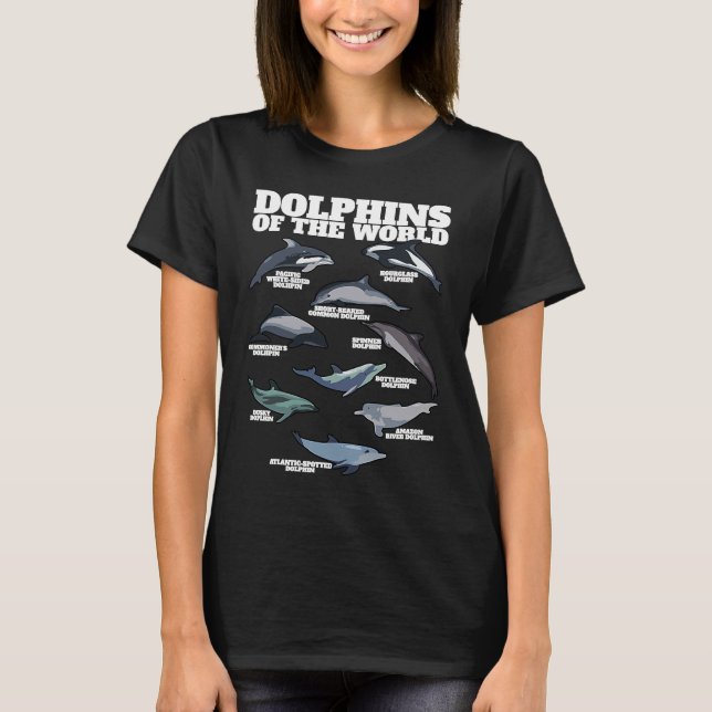 Camiseta Dolphins of the World Whales Marine Biology Dolphi (Frente)