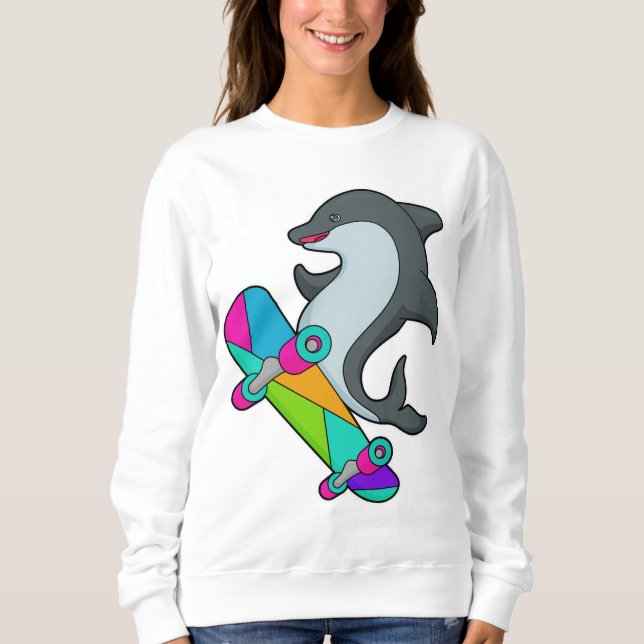 Camiseta Dolpin como Skater com skate (Frente)