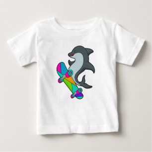 Camiseta Dolpin como Skater com skate