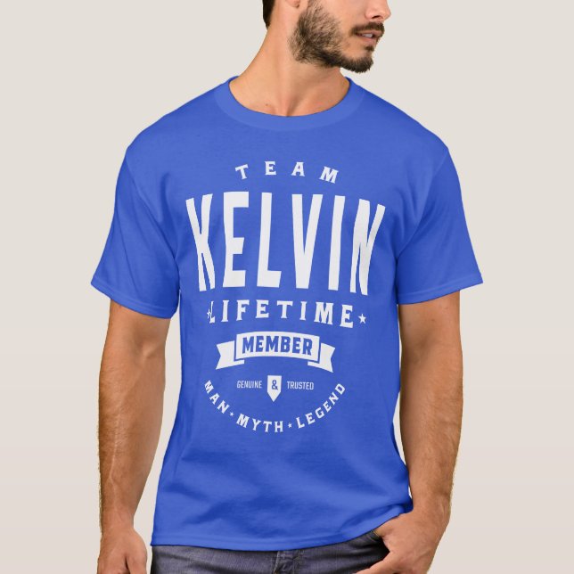 Camiseta Dom de Aniversário do Nome Personalizado Kelvin (Frente)