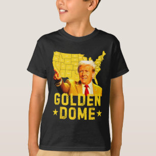 Camiseta Dome Dourada Trump Grande Mapa Americano Patriótic