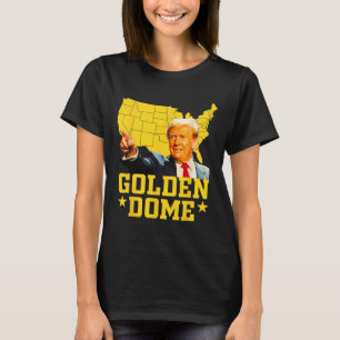 Camiseta Dome Dourada Trump Grande Mapa Americano Patriótic