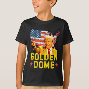 Camiseta Dome Dourada Trump Grande Mapa Patriótico American