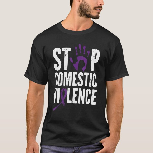 Camiseta Domestic Violence Awareness month Purple Ribbon (Frente)