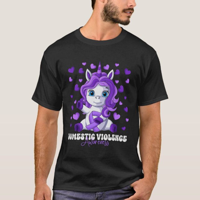 Camiseta Domestic Violence Awareness Month Purple Ribbon Un (Frente)