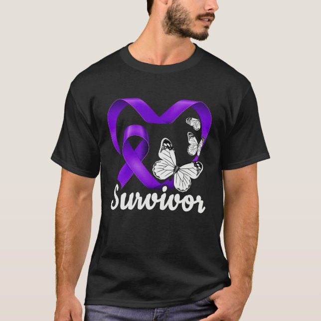 Camiseta Domestic Violence Survivor purple heart butterflie (Frente)