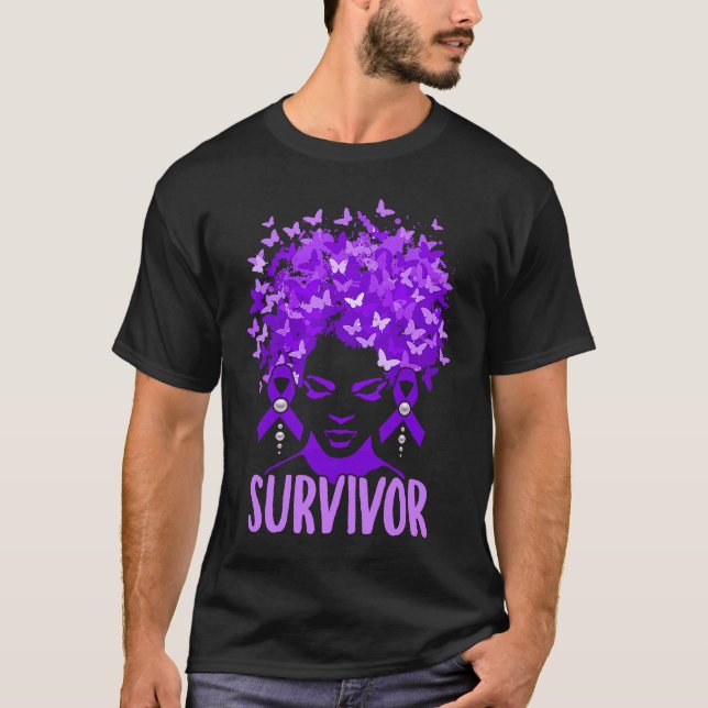 Camiseta Domestic Violence Women purple butterflies Survivo (Frente)