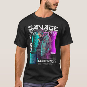 Camiseta Dominação de Savagem Urbana Cyberpunk Streetwear