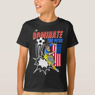 Camiseta Dominar O Campo Jogador De Futebol Ação Bandeira E