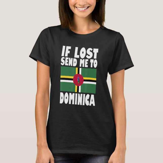 Camiseta Dominica Flag Design Se perdido me envie para Domi (Frente)