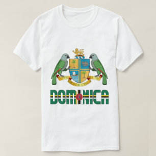 Camiseta Dominica Flag e Casaco de Armas Patriótica