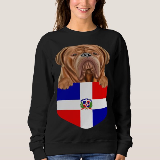Camiseta Dominican Republic Flag Dogues de Bordeaux Dog In  (Frente)