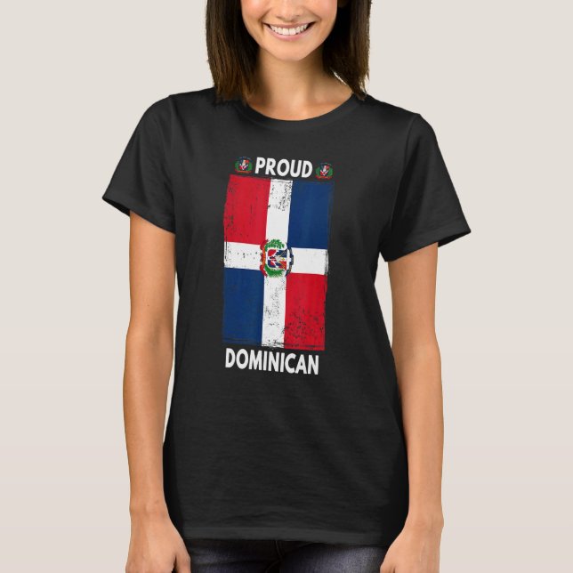 Camiseta Dominican Republic Flag For Men & Proud Dominican  (Frente)