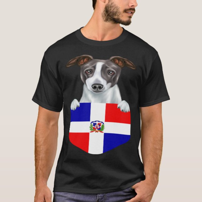 Camiseta Dominican Republic Flag Italian Greyhound Dog In P (Frente)