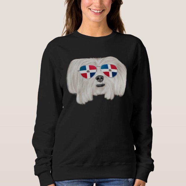 Camiseta Dominican Republic Flag Maltese Dog Pocket (Frente)