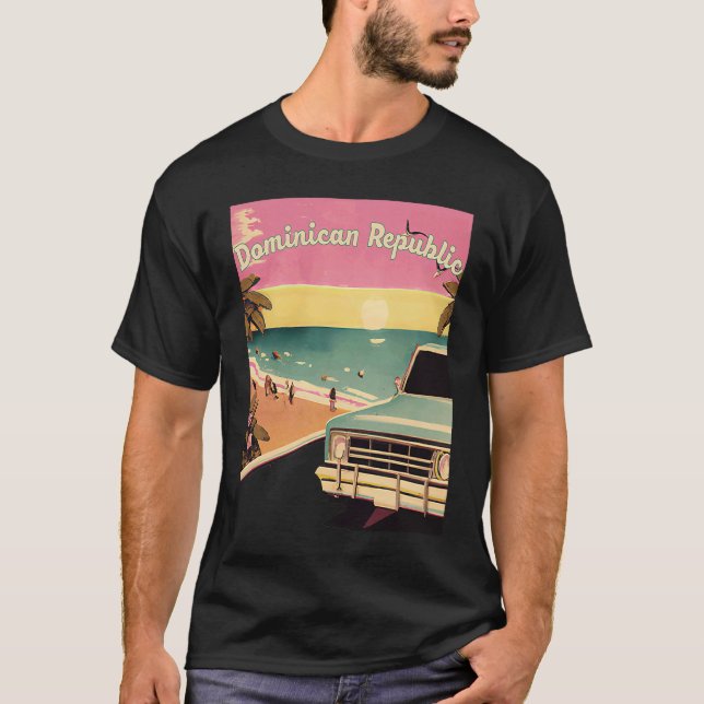 Camiseta Dominican Republic Retro Beach Vacation Graphics S (Frente)