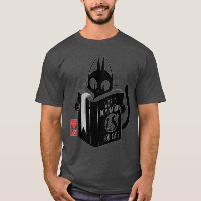 Camiseta Domínio mundial para gatos, gata amiga (Frente)