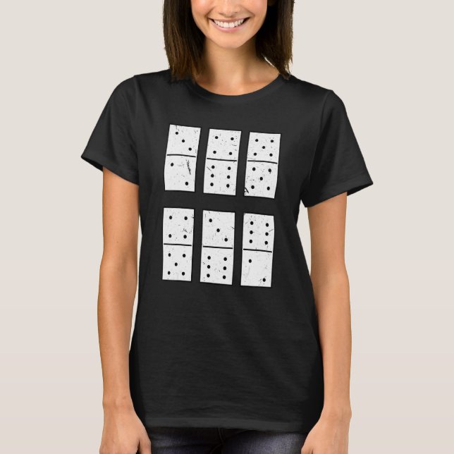 Camiseta Domino Set Domino Jogo do Azulejo de Jogo Dominos  (Frente)