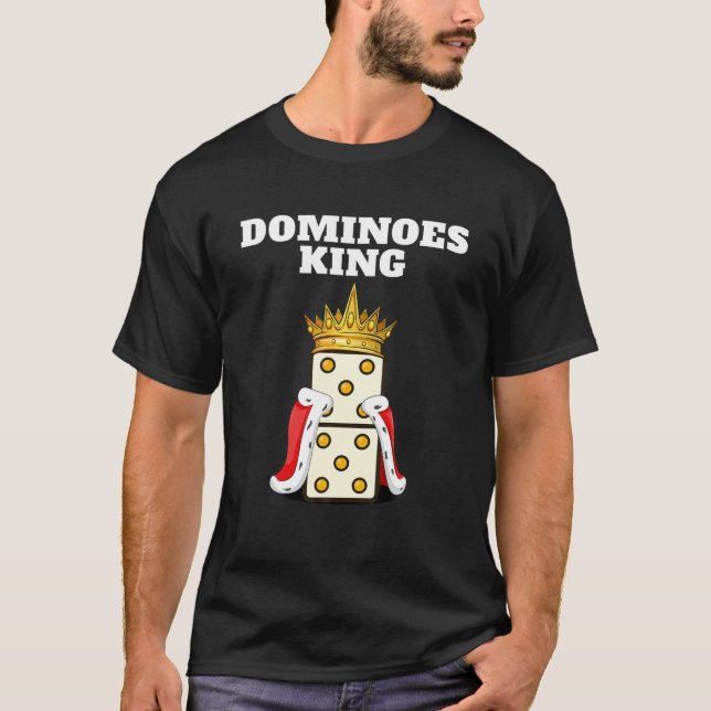 Camiseta Dominoes King | Jogador Mens Dominoes | Boys Domin (Frente)