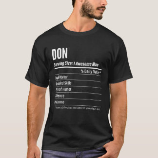 Camiseta Don Fatos Nutricionais Servindo Calorias de Tamanh