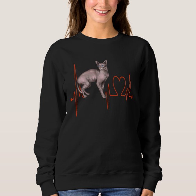 Camiseta Don Sphynx Cat Heartbeat EKG  I Love My Hairless C (Frente)