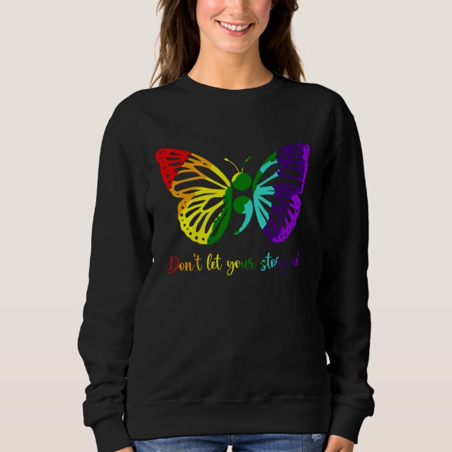 Camiseta Don t Let Your Story End Semicolon Butterfly Menta (Frente)