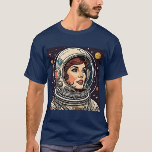 Camiseta dona astronauta vintage design impressão