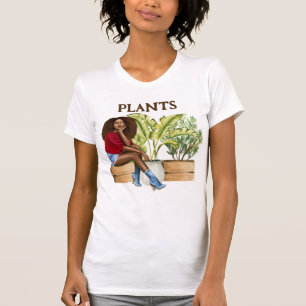 Camiseta Dona das Plantas Relaxando Aquarela Plantas 