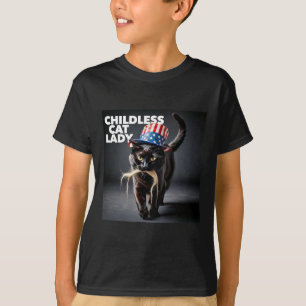 Camiseta Dona de Gato Sem Filhos Engraçada Cabelo Trump Hal