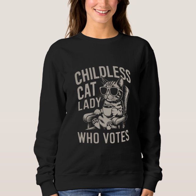 Camiseta Dona de Gato sem Filhos Voto Eleitoral 2024 Kamala (Frente)