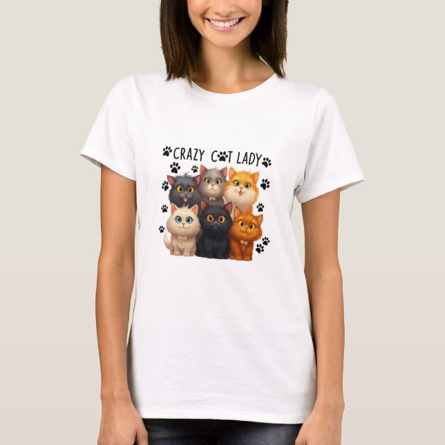 Camiseta Dona Gata Louca, Presente Divertido para Amante de (Frente)