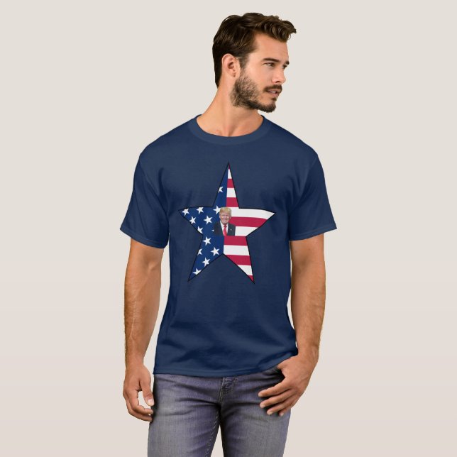 Camiseta Donald J. Trump~ Presidente~ US Flag~ Star ~ MAGA  (Frente Completa)