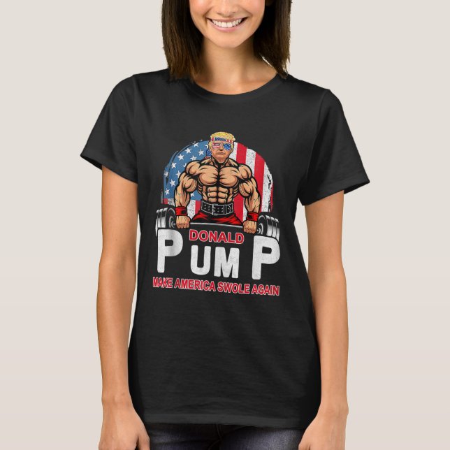 Camiseta Donald Pump Swole America Novamente Malhação de Gy (Frente)