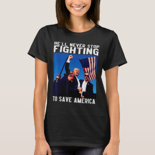 Camiseta Donald Trump 2024 Inferno Nunca Pára De Lutar