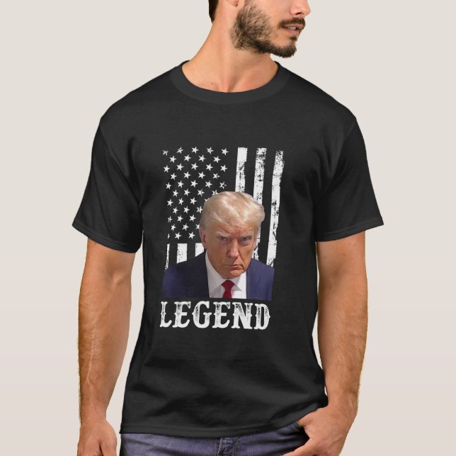 Camiseta Donald Trump 2024 Mug Shot Presidente Legend Ameri (Frente)