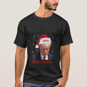 Camiseta Donald Trump 2024 Mug Shot Trump Santa Hat Feliz C