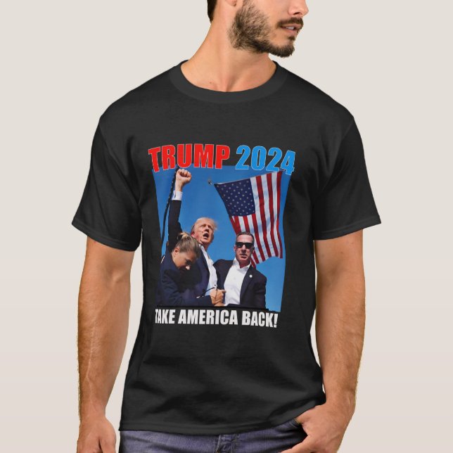 Camiseta Donald Trump 2024 Recupere a bandeira americana (Frente)
