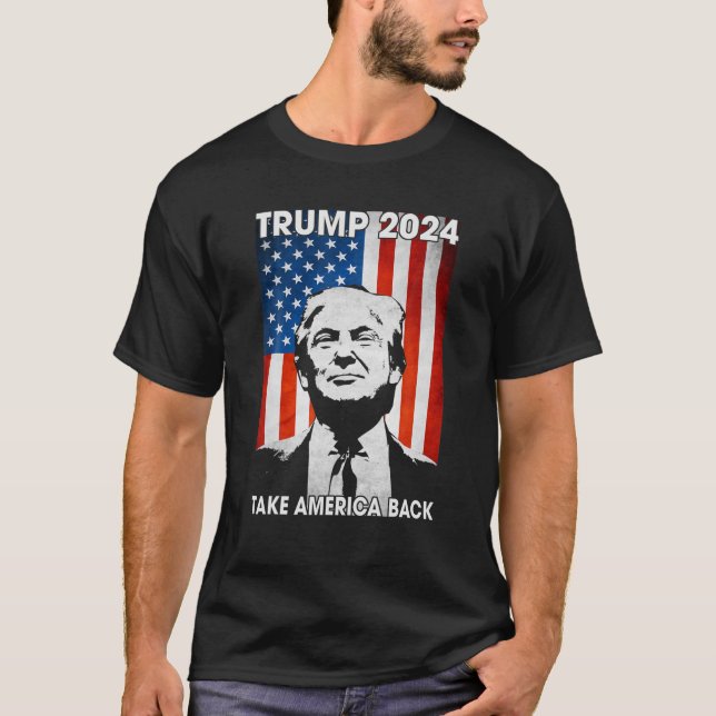 Camiseta Donald Trump 2024 Recupere a bandeira americana (Frente)