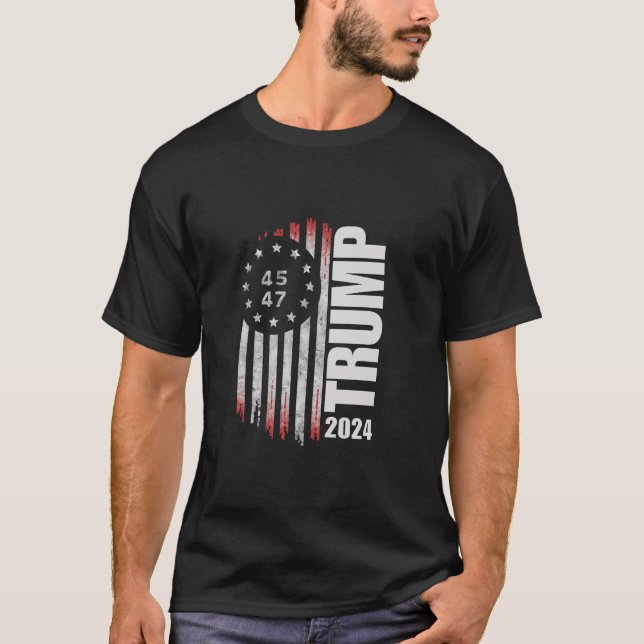 Camiseta Donald Trump 2024 Votação 45 47 Americano (Frente)