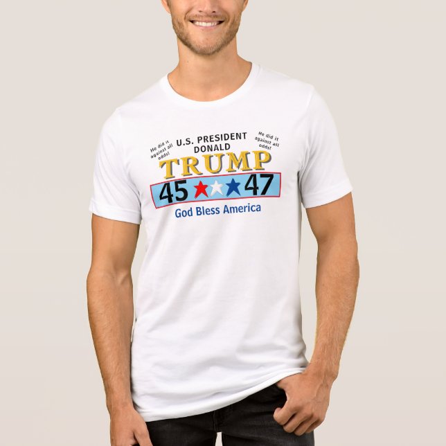 Camiseta Donald Trump 45 47 Azul Branco Vermelho (Frente)