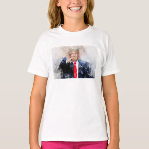Camiseta Donald Trump apontando o retrato aquoso