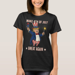 Camiseta Donald Trump Fireworks Faz 4 De Julho De Novo
