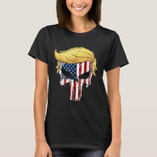 Camiseta Donald Trump Hair Presidente Skull Leve América de