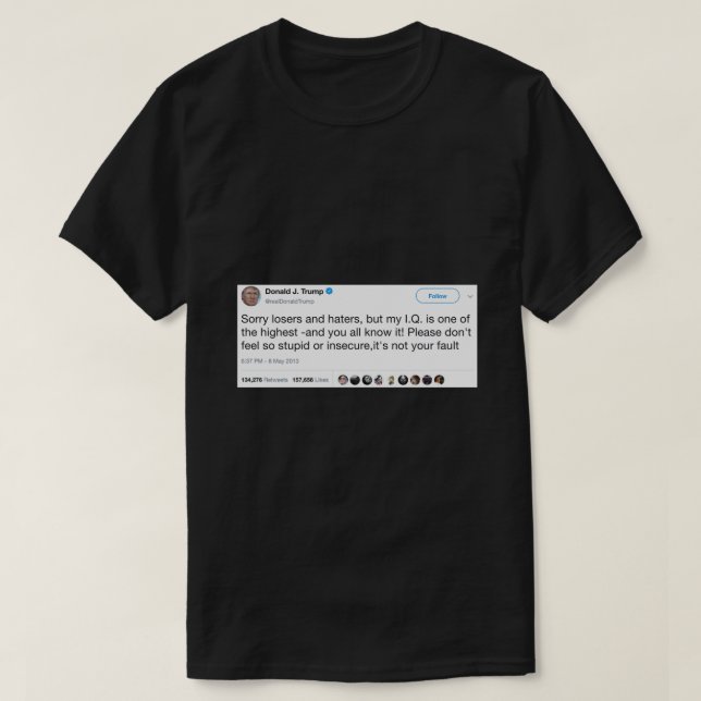 Camiseta Donald Trump High IQ Tweet Sticker.png (Frente do Design)
